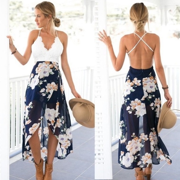 Liva Girl Dresses & Skirts - LAST ONE! Floral high-low lace dress